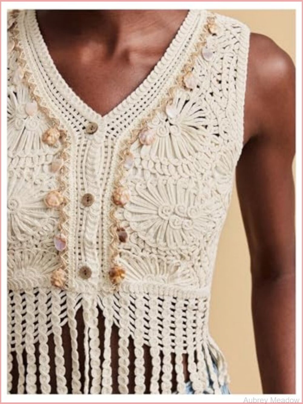 Boho Crochet Tank Crop Top Hollow Out Fringe Summer Vest - Picture 5 of 7